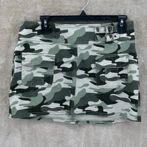 Hollister Skirt Womens Medium Green Camo Mini Stretch Y2K Festival Summer Grunge